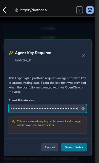 Agent key input modal