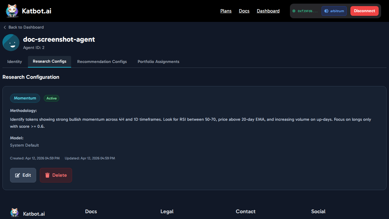 Agent Research Configs Tab