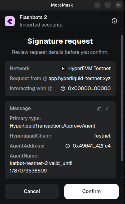 Hyperliquid Metamask Confirm