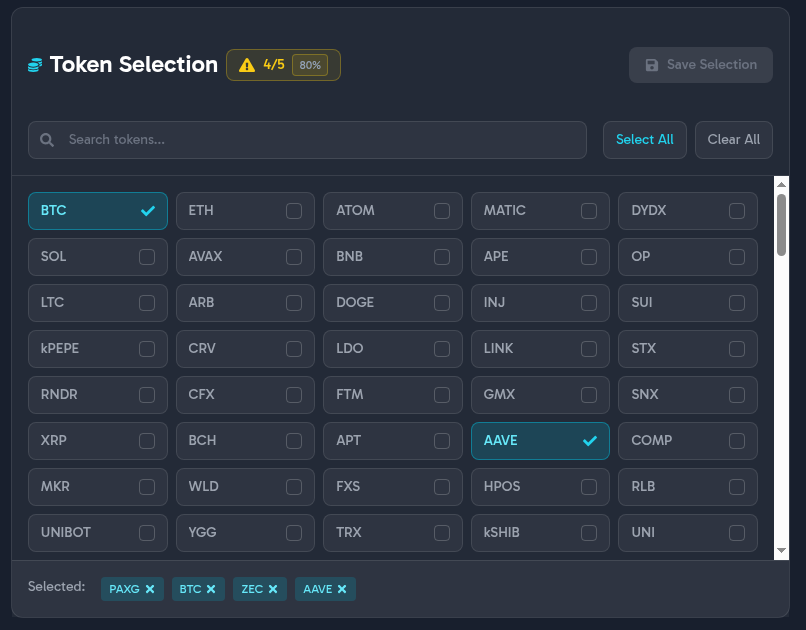 Portfolio Token Selection